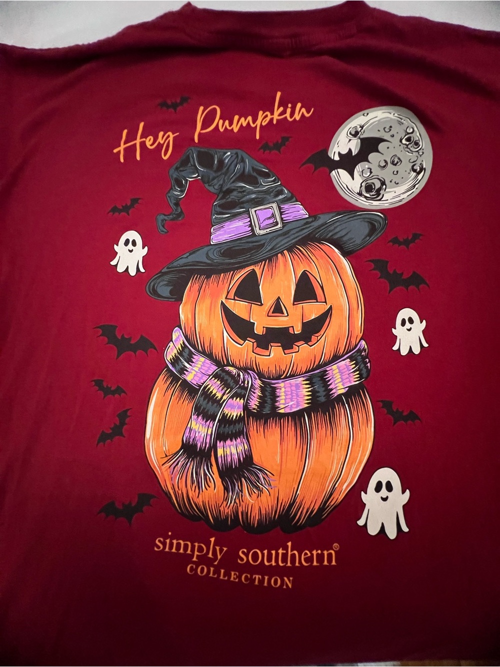 Simply Southern Women’s Large Long-Sleeve T shirt Ghost Fall Red - Picture 3 of 6